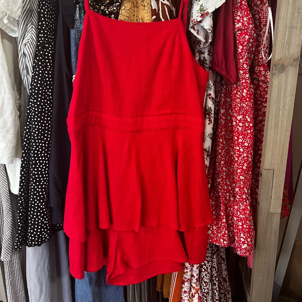 Red womens romper